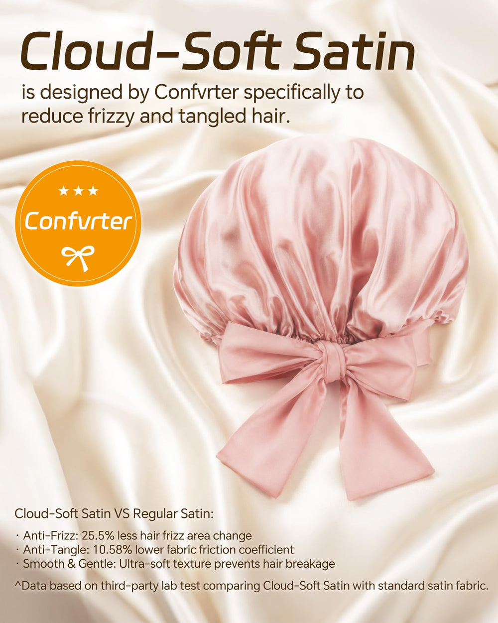 Confvrter closeup satin texture highlighting smooth fabric that reduces friction