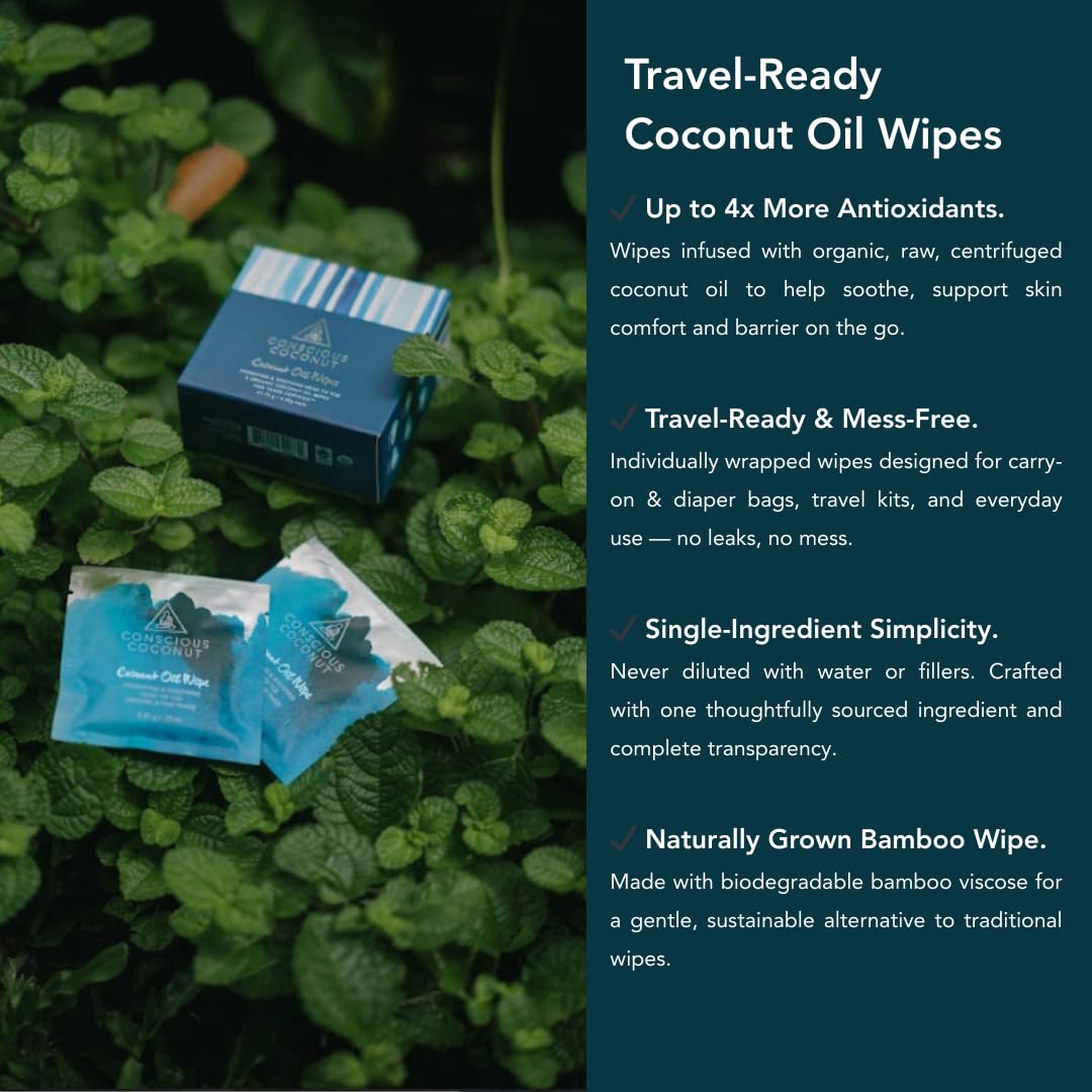 Conscious Coconut wipe used on face and lips demonstrating gentle care