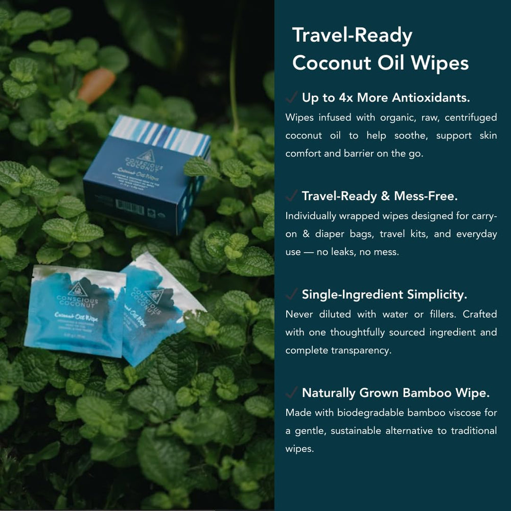 Conscious Coconut wipe used on face and lips demonstrating gentle care
