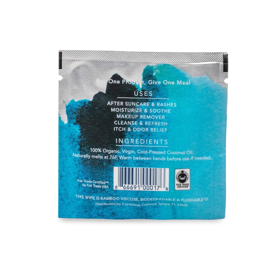 Conscious Coconut wipe fibers and oil sheen close-up illustrating rich texture