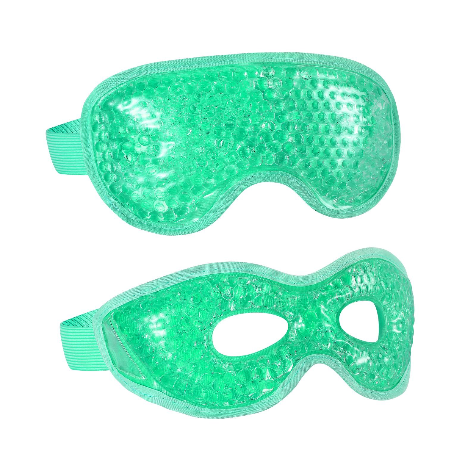 CONSGIJI front view of both gel eye masks showing packaging and pair benefit