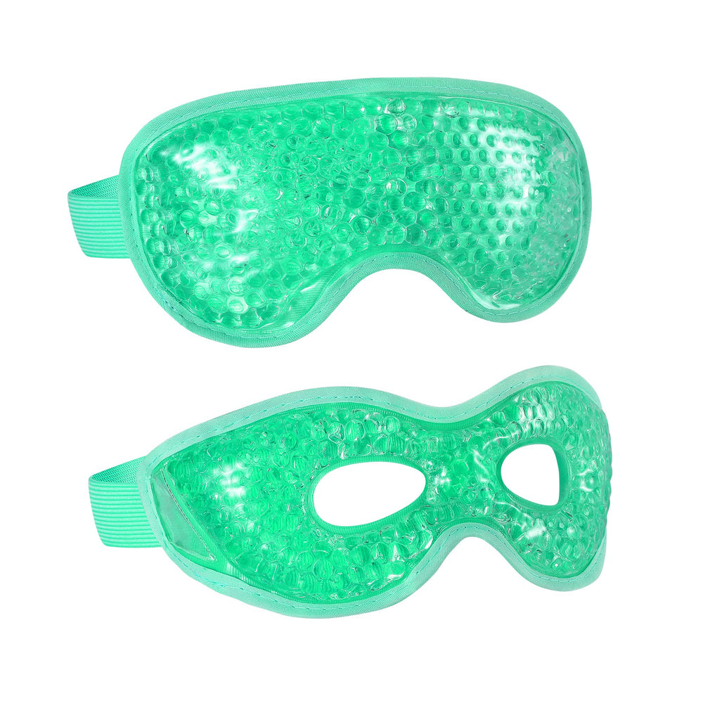 CONSGIJI front view of both gel eye masks showing packaging and pair benefit