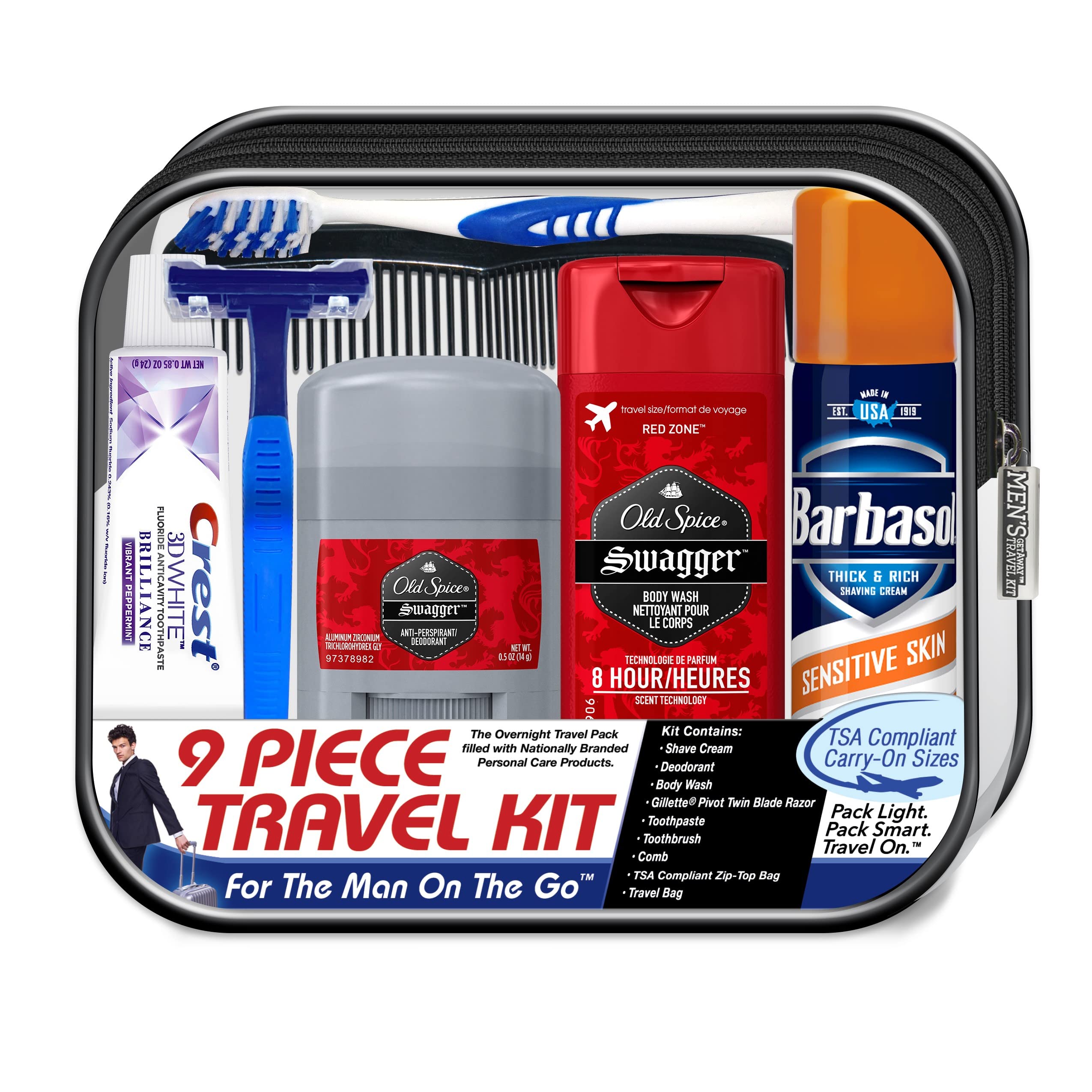 Convenience Kits International front view of kit bag showing neat travel-ready packaging and brand visibility