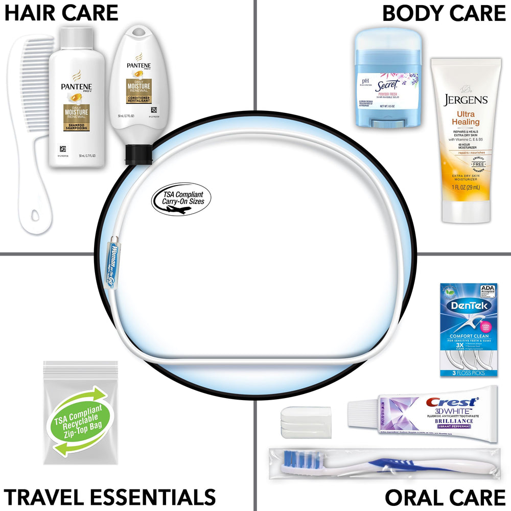 Convenience Kits International close-up of Pantene shampoo and conditioner highlighting trusted hair care