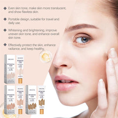 Conversionh before and after split face showing smoother even complexion