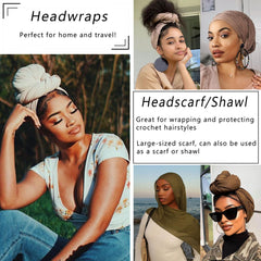 COOKOO model wearing turban-style head wrap showing secure all-day hold