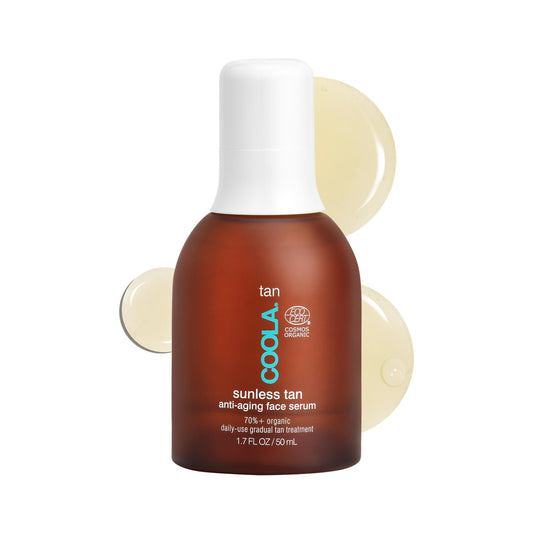 COOLA face serum front packaging showing bottle and Piña Colada scent for glowing skin