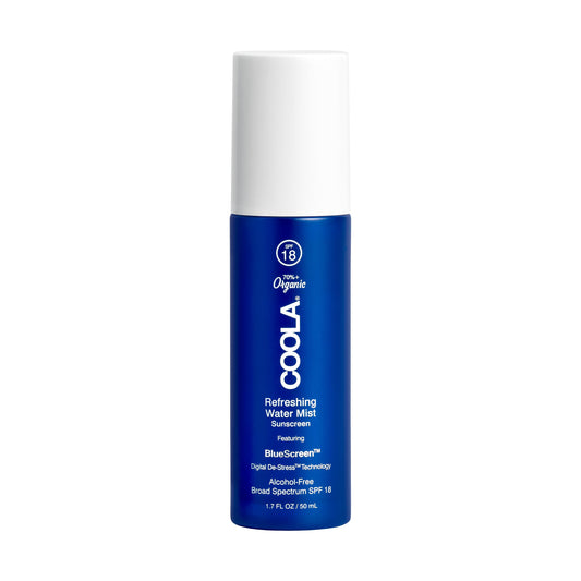 COOLA front packaging bottle showing SPF 18 and organic ingredients benefits