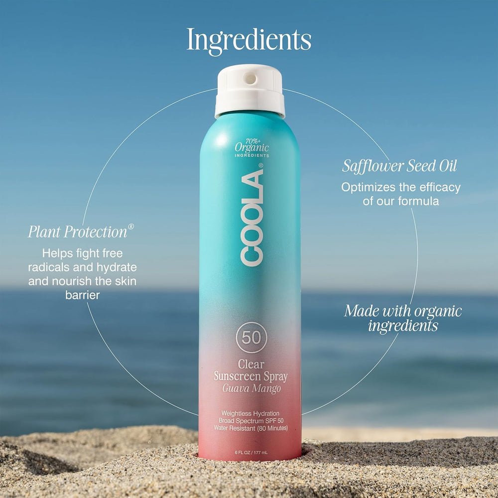 COOLA in use beach application protecting skin during sun and activity