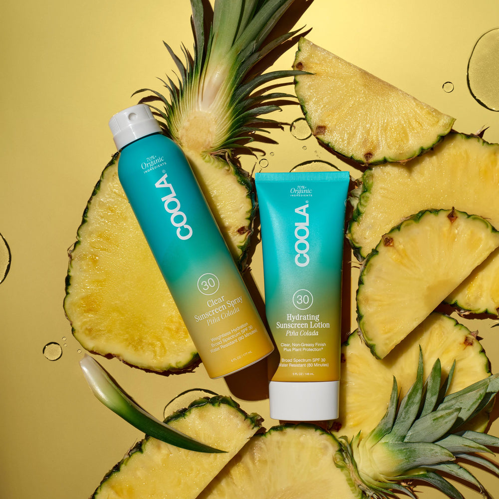 COOLA label close-up highlighting reef-safe and vegan ingredient benefits