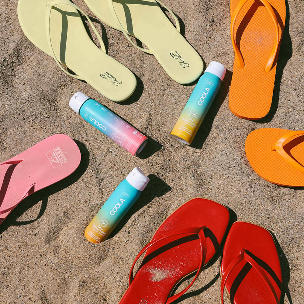 COOLA applied at beach scene for on-the-go sun protection