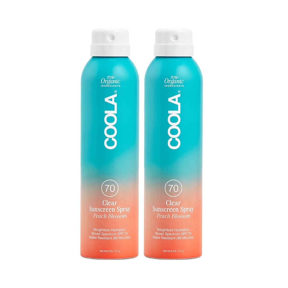 COOLA front packaging peach blossom spray shows product and SPF 70 protection