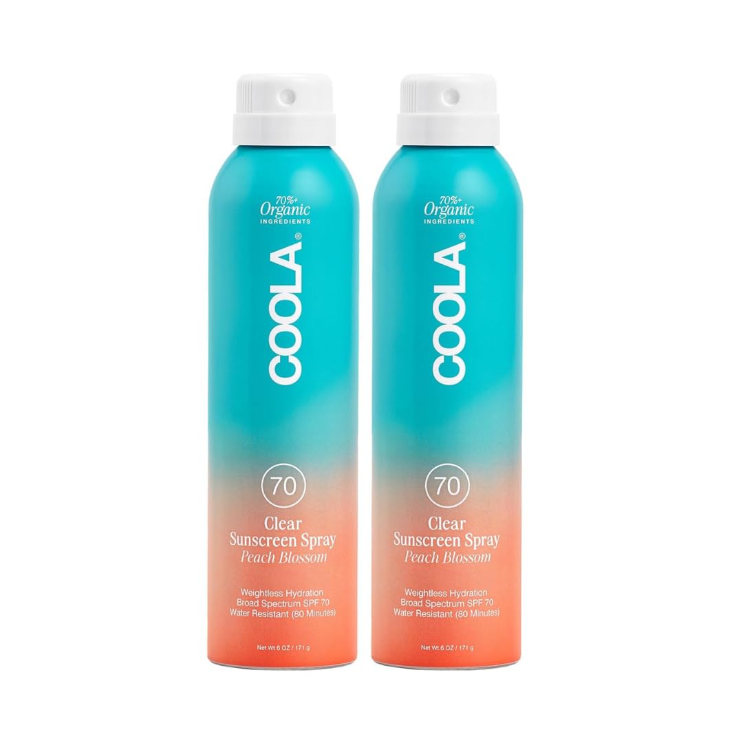 COOLA front packaging peach blossom spray shows product and SPF 70 protection