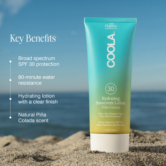 COOLA lotion texture close-up showing lightweight, hydrating plant-rich formula