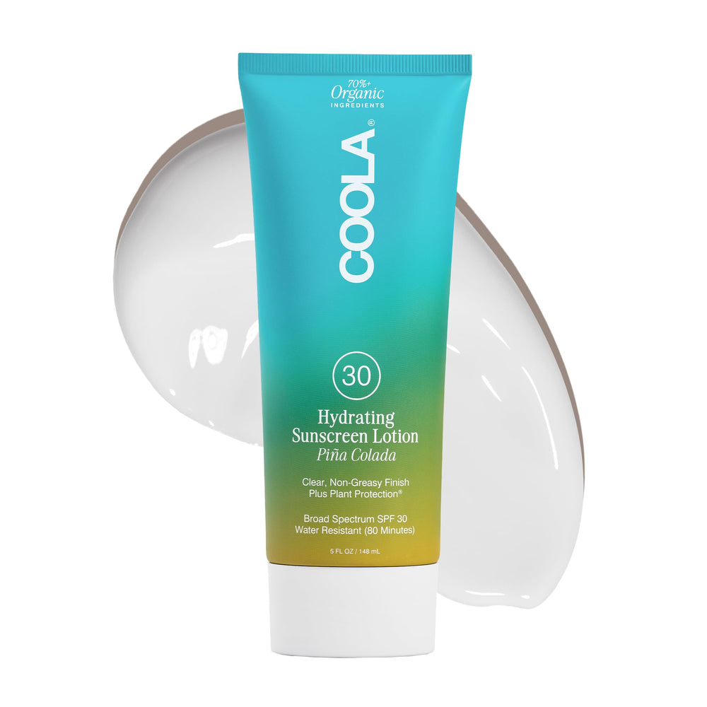 COOLA front bottle showing SPF 30 and piña colada scent for daily protection