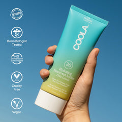 COOLA ingredient label close-up highlighting antioxidant and reef-friendly benefits