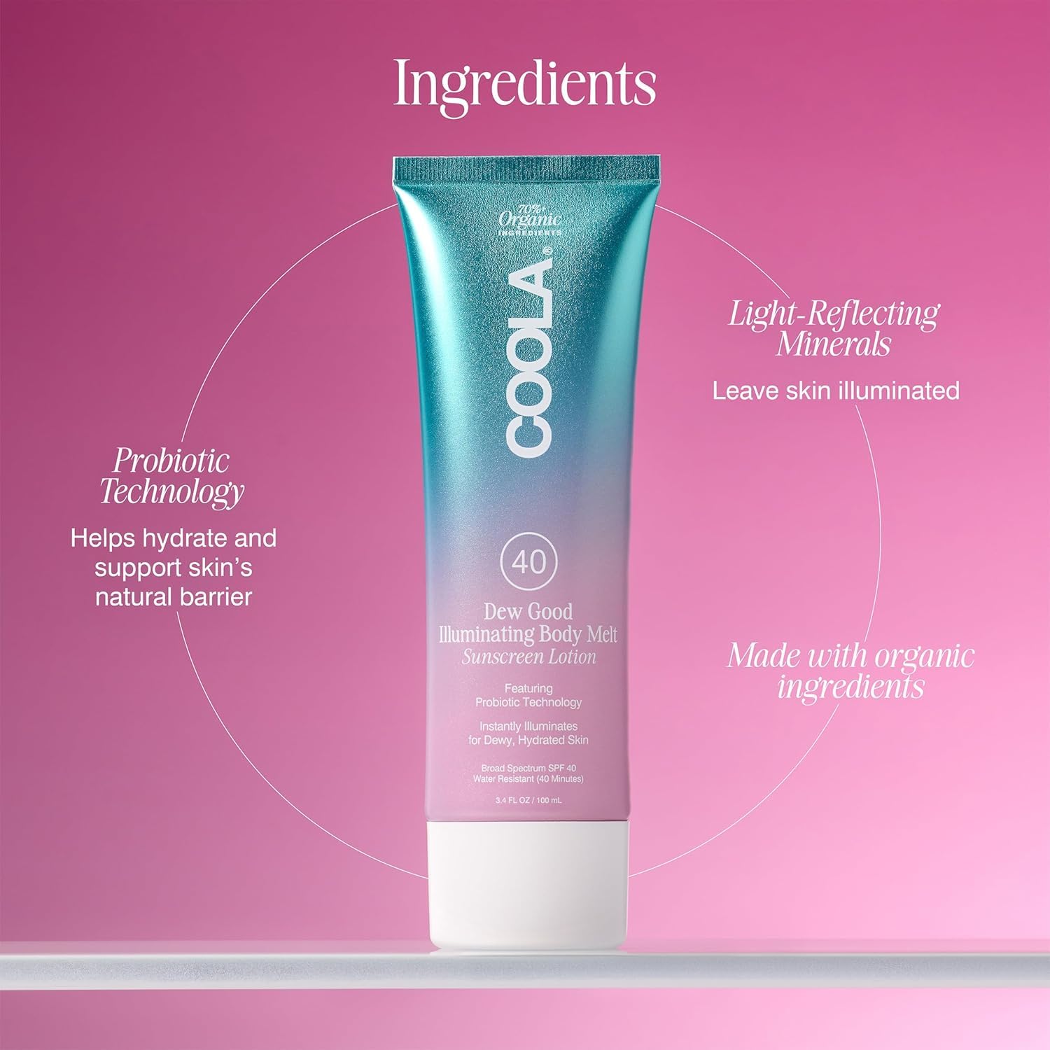 COOLA pump dispensing lotion demonstrating controlled application and no mess