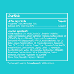 COOLA labels showing reef-compliant and recyclable packaging benefit