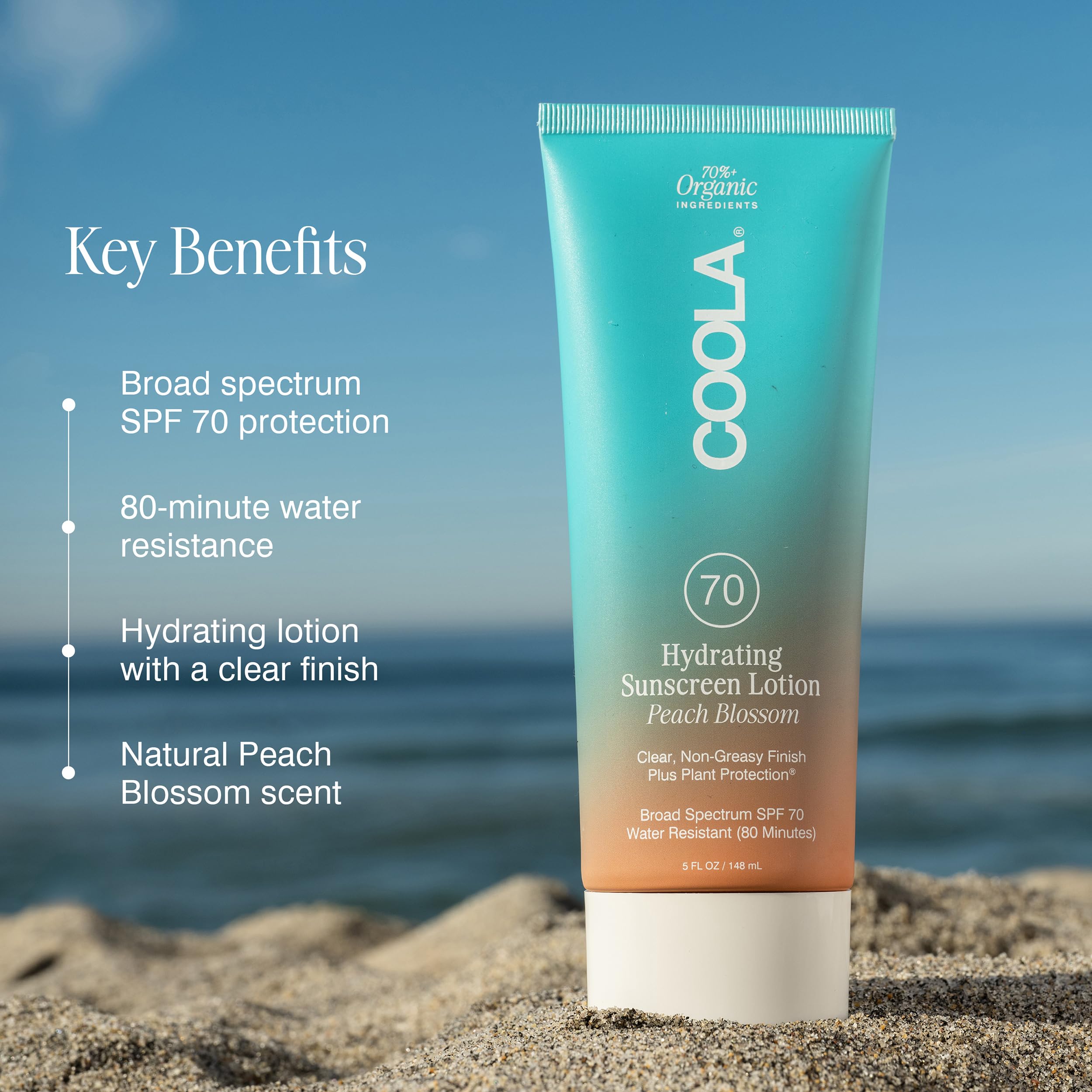 COOLA lotion texture close-up illustrating lightweight, sheer moisturizing finish