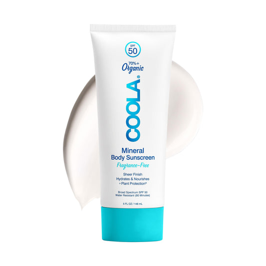 COOLA bottle front packaging showing SPF 50 and clean design for confident protection
