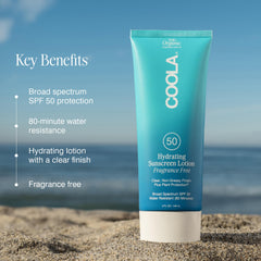 COOLA dispensing lotion from tube demonstrating easy use