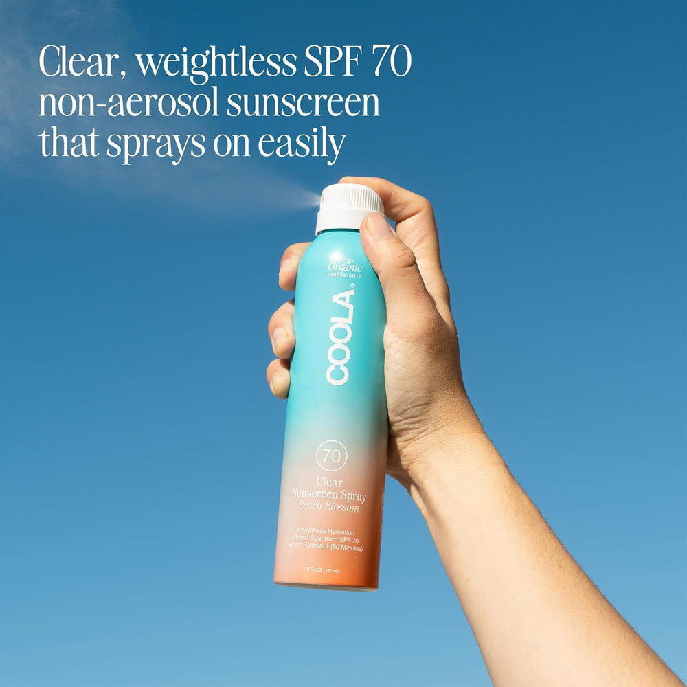 COOLA spray nozzle closeup for quick even application and convenient use