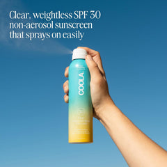 COOLA spray nozzle dispensing fine mist for even quick application