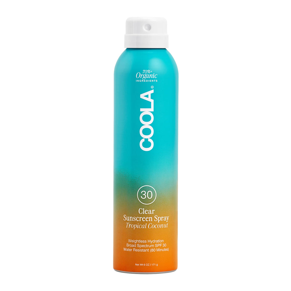 COOLA front packaging showing SPF 30 and tropical coconut scent benefits