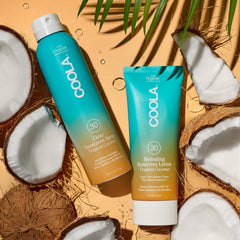 COOLA botanical ingredients flatlay highlighting antioxidant skin benefits