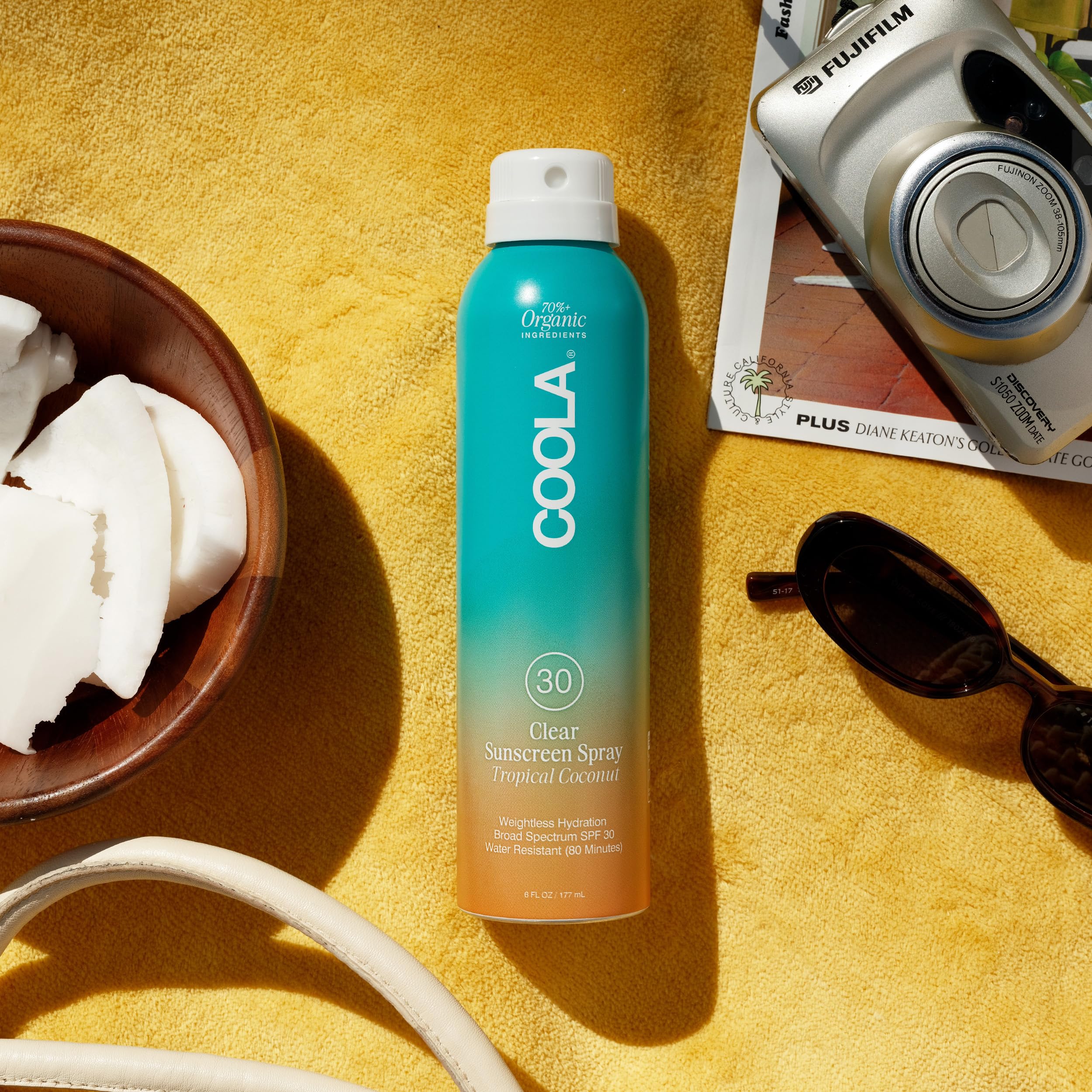 COOLA fine mist closeup demonstrating even coverage and quick application