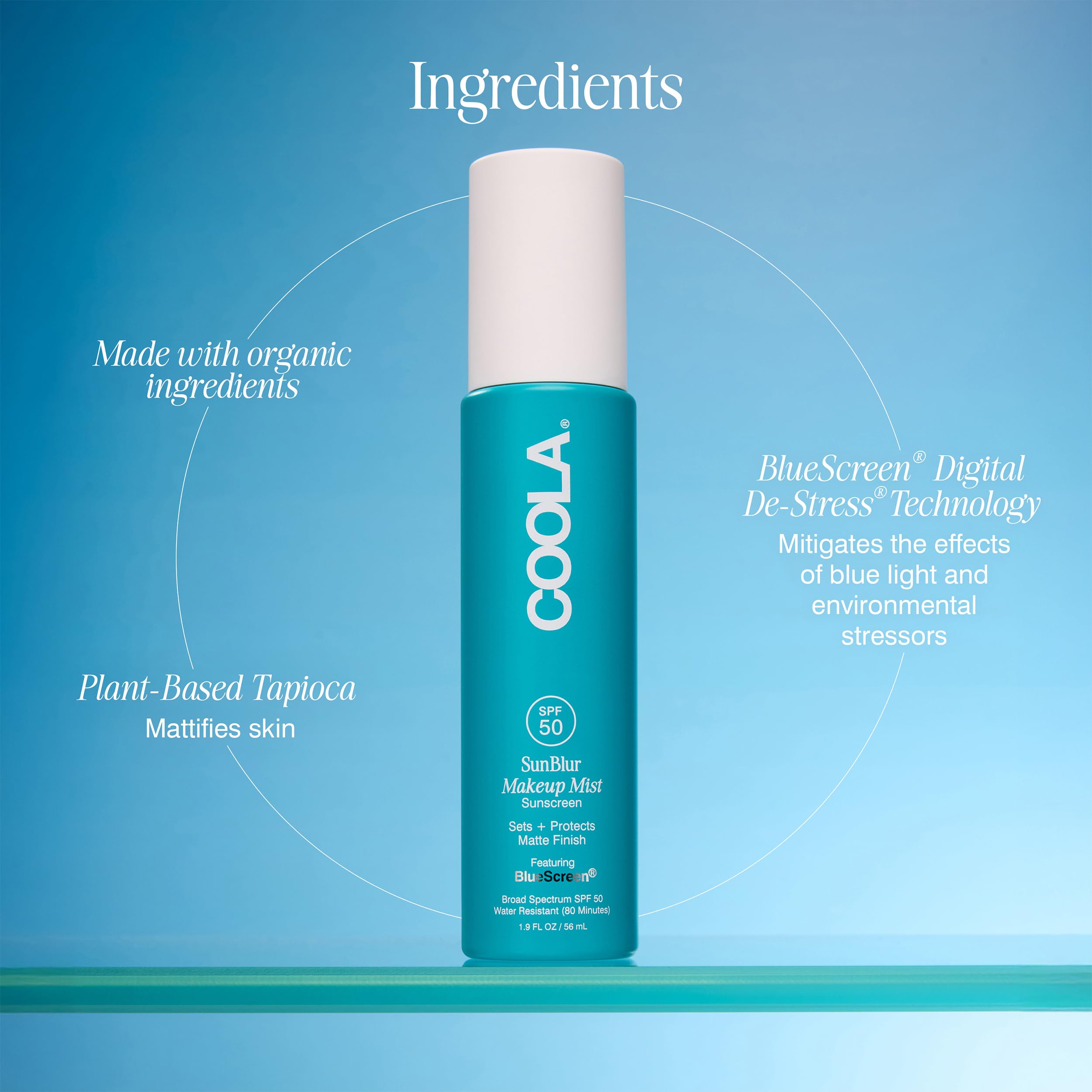COOLA SunBlur in-hand for size comparison and travel-friendly benefit