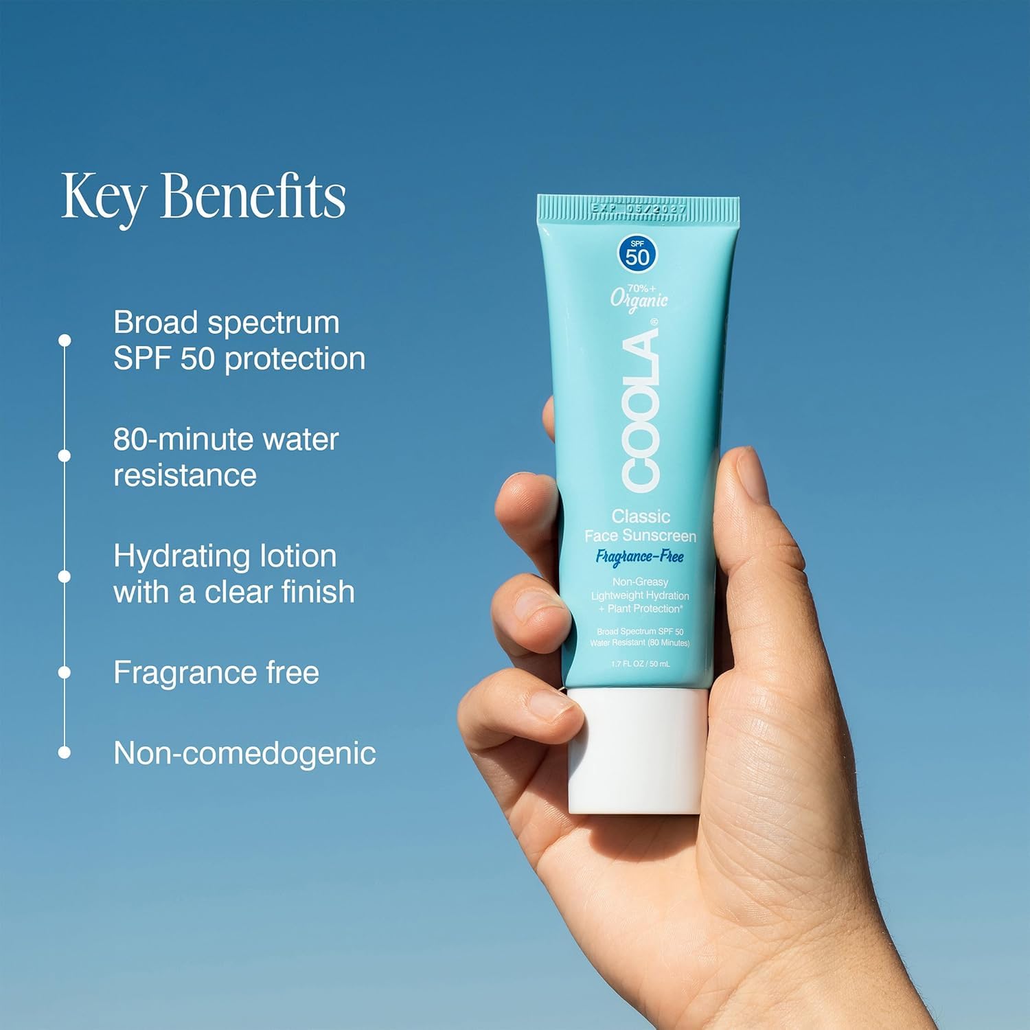 COOLA lotion texture close-up showing lightweight, non-greasy finish