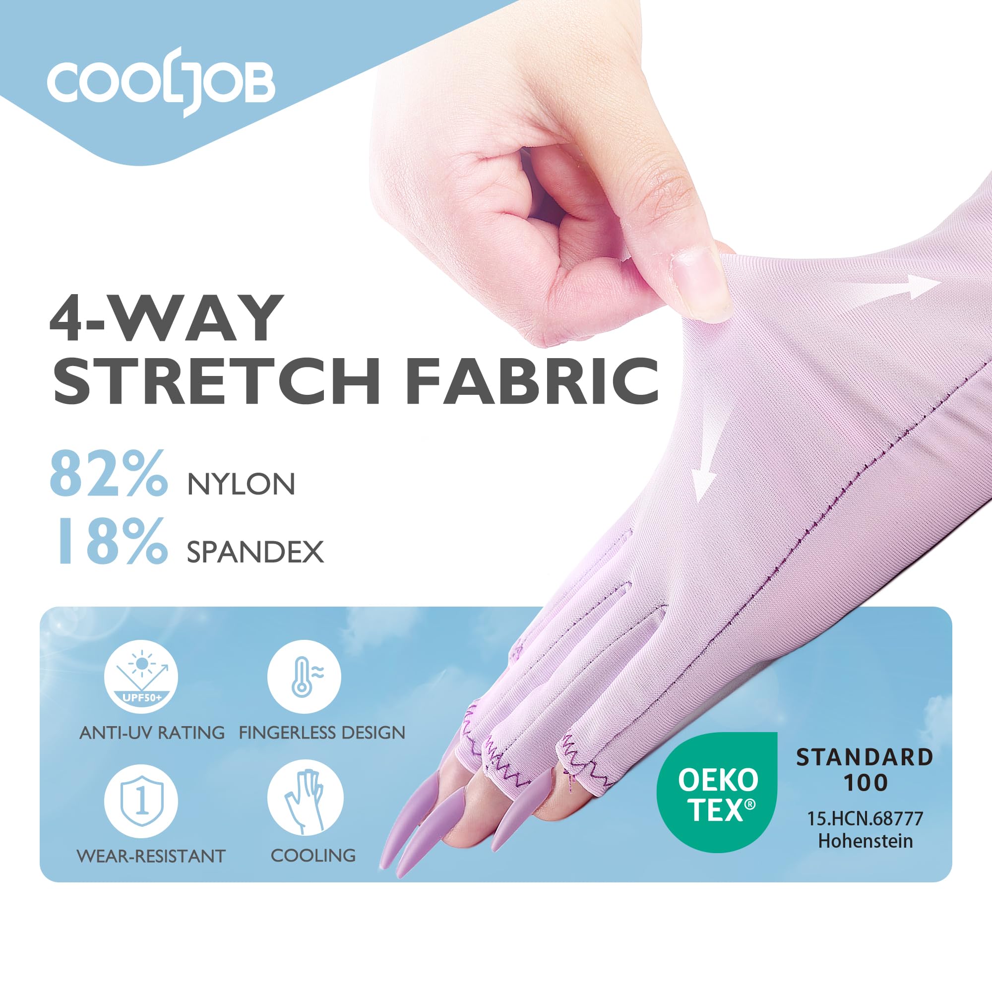 COOLJOB fabric close-up showing stretch knit and breathable texture for comfort