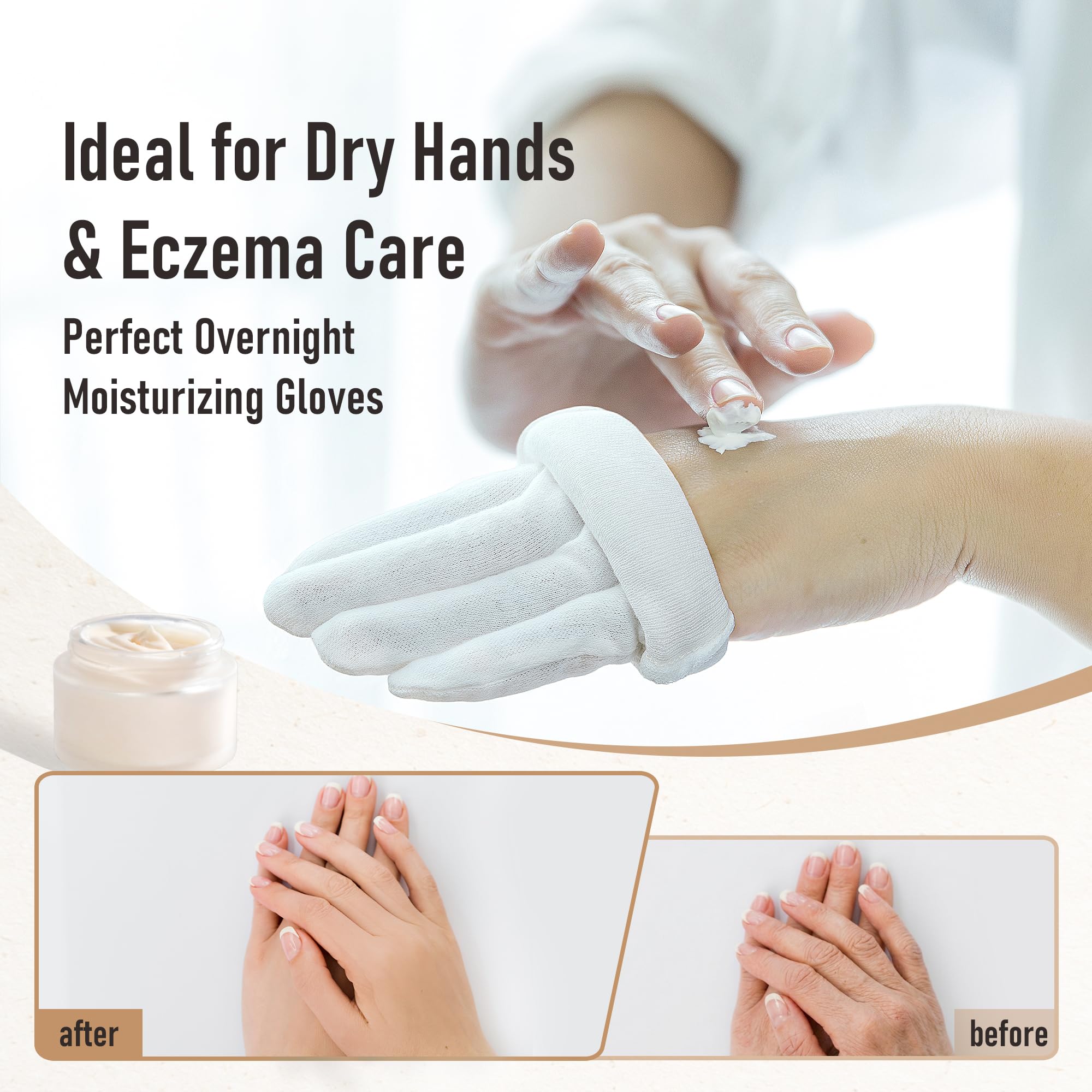 COOLJOB gloves worn overnight on hands protecting lotion absorption