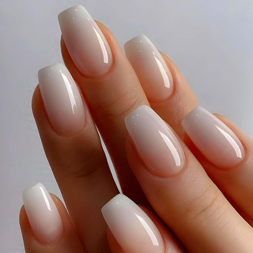 CoolNail front view showing ombre pink coffin tips for polished style