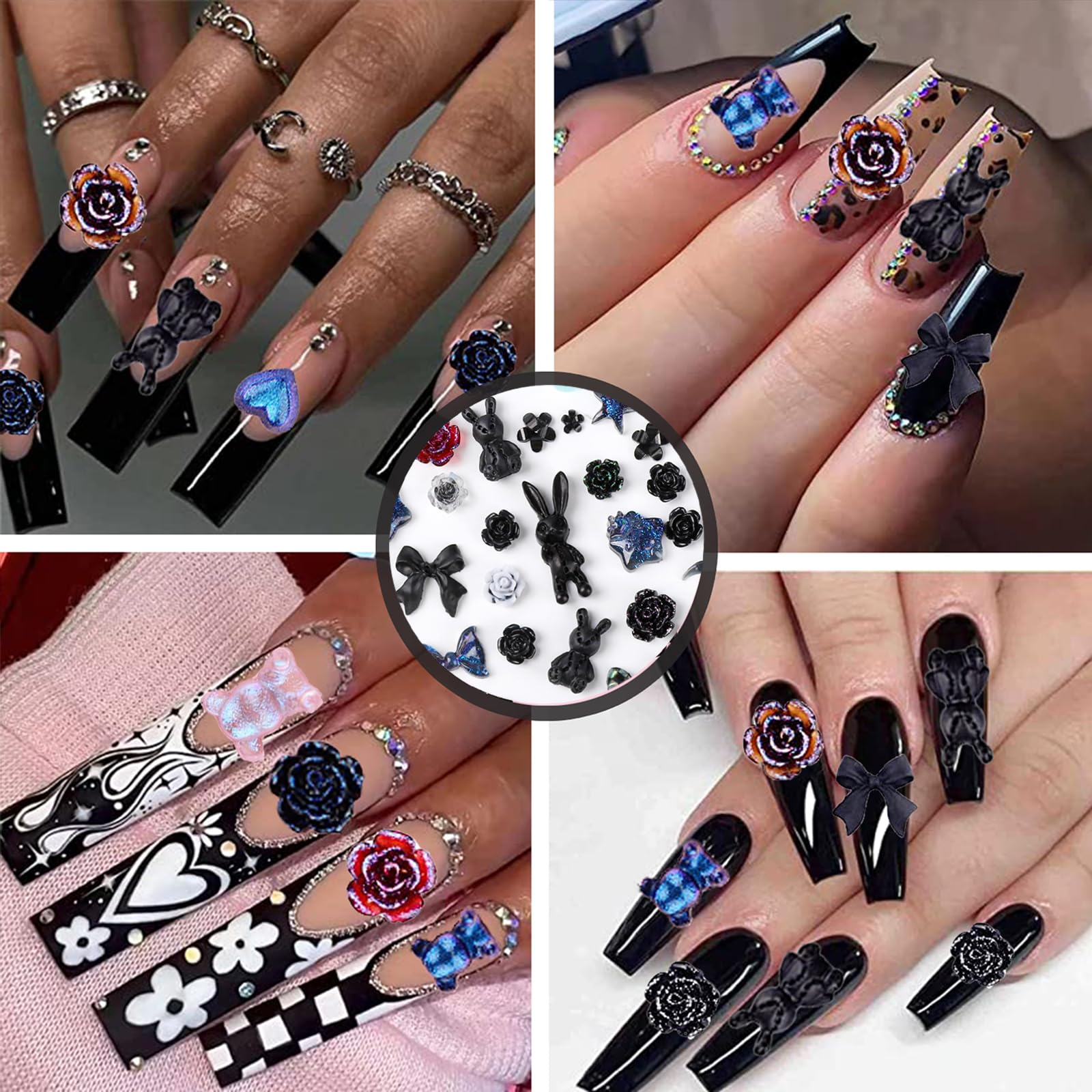 COOSLIM butterfly bow heart assortment laid out to inspire creative nail designs
