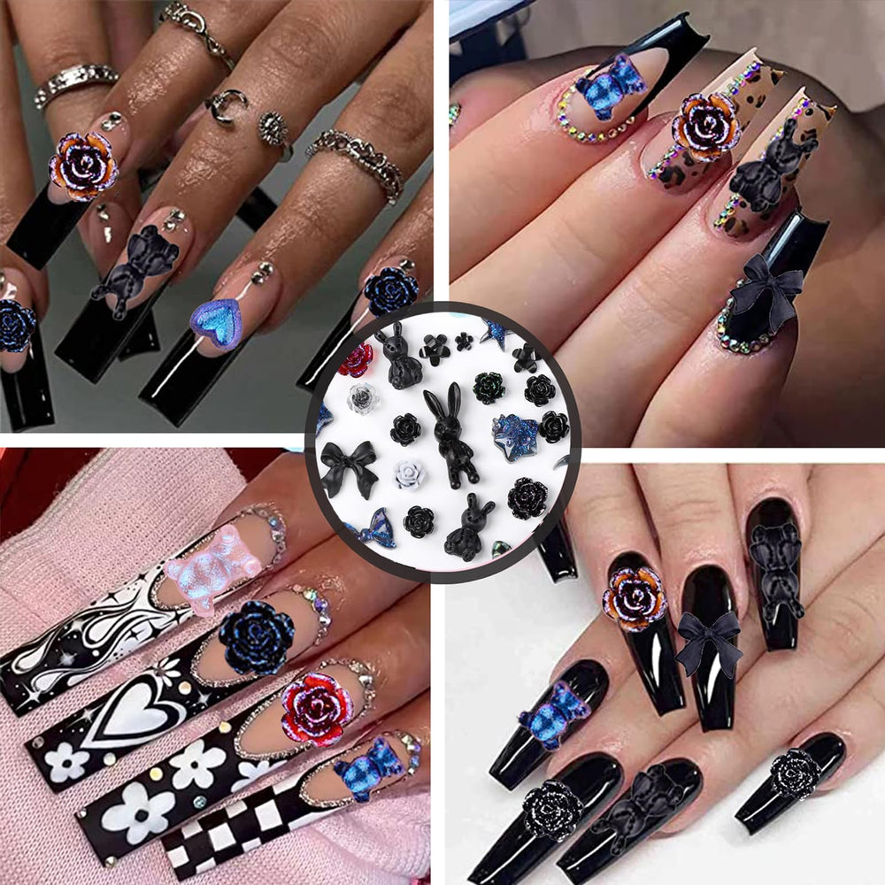 COOSLIM butterfly bow heart assortment laid out to inspire creative nail designs