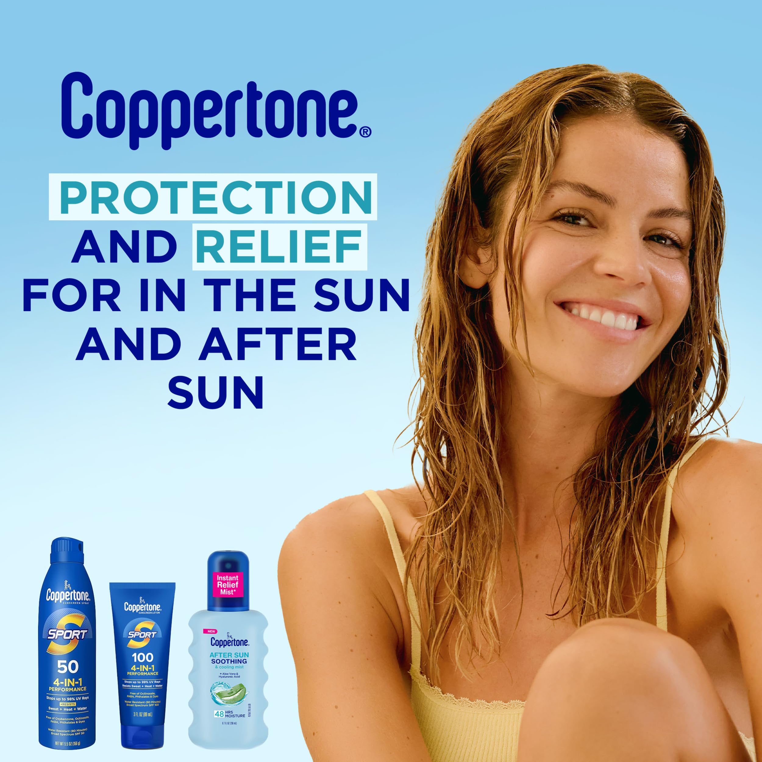 Coppertone bottle on bathroom counter ready for daily use