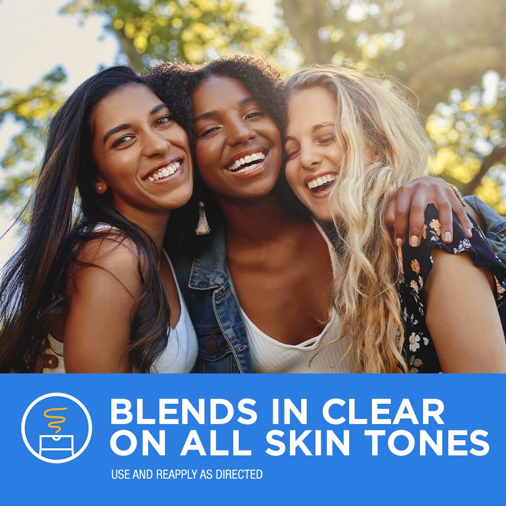 Coppertone being applied to cheek for clear coverage and fast absorption
