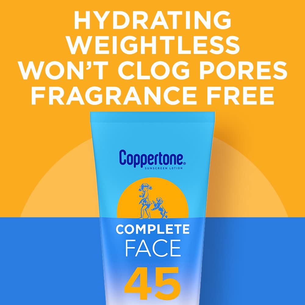 Coppertone on skin beside water to show 40-minute water resistance
