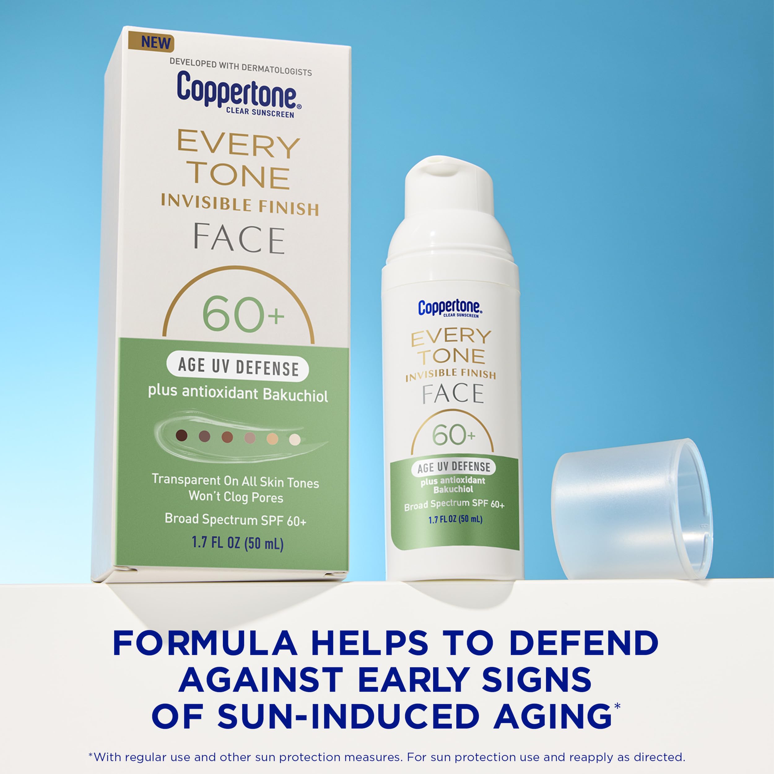Coppertone lotion texture close-up highlighting lightweight, non-greasy finish