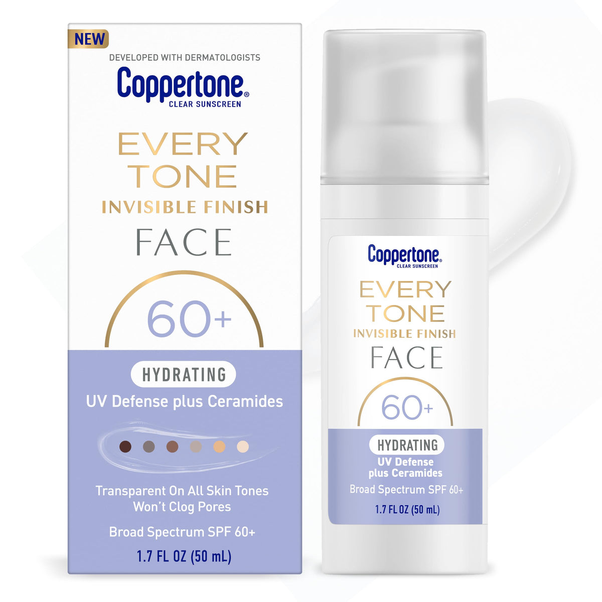 Coppertone front pump bottle showing compact travel-ready sunscreen