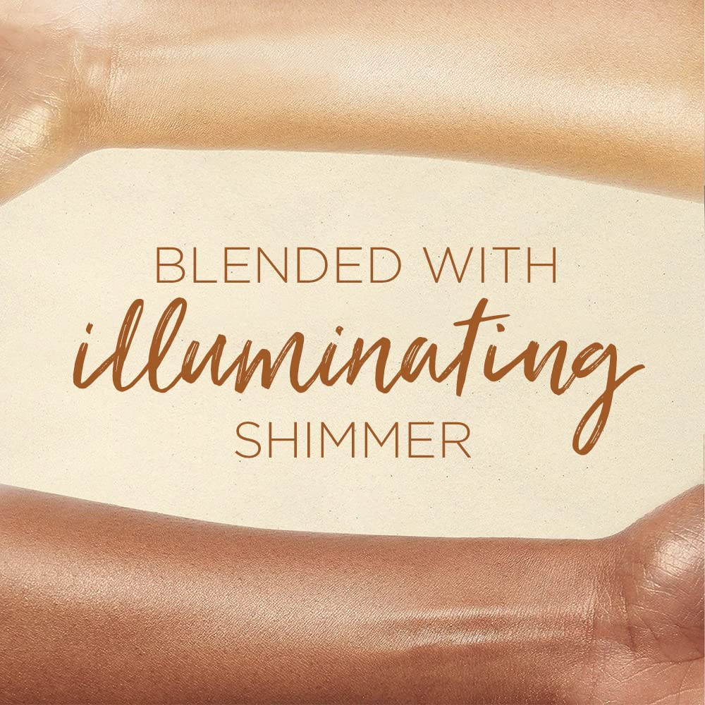 Coppertone shimmer texture closeup illustrating luminous particles and hydration