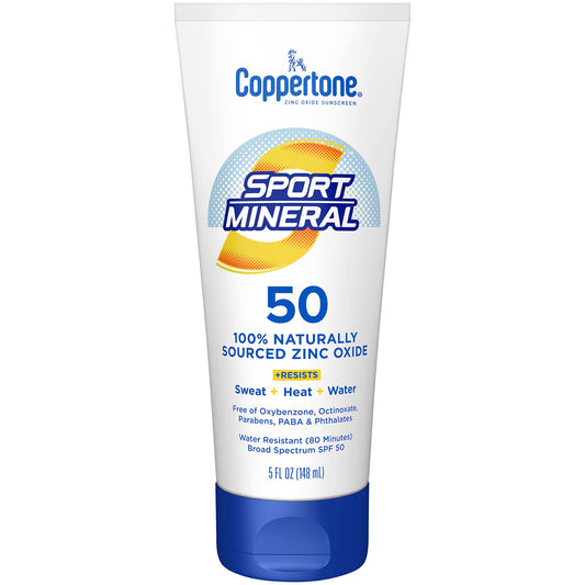 Coppertone front label showing SPF 50 protection and sport branding