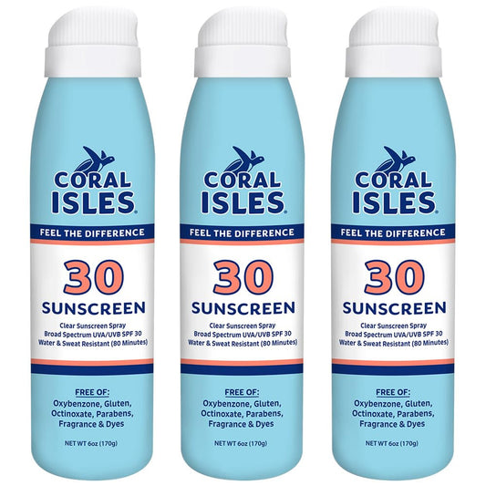 Coral Isles front packaging showing SPF 30 and reef-safe benefit