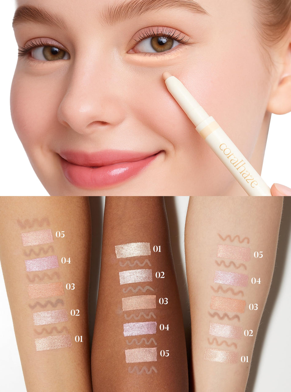 CORALHAZE shimmer stick texture close-up showing fine pearl for natural luminous effect