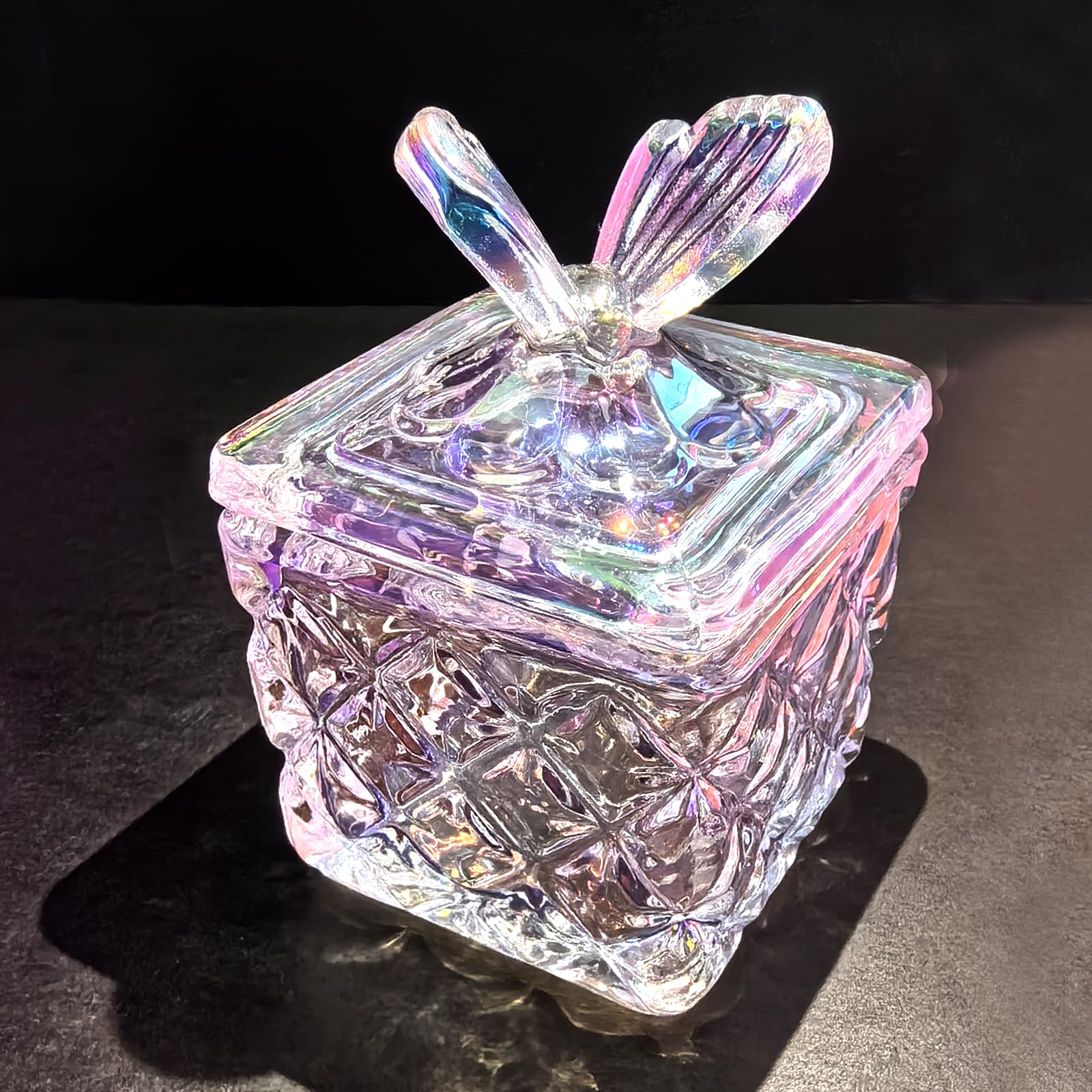 CORFULRA front view rainbow dappen dish showing capacity and clear glass, practical for mixing