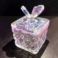 CORFULRA front view rainbow dappen dish showing capacity and clear glass, practical for mixing