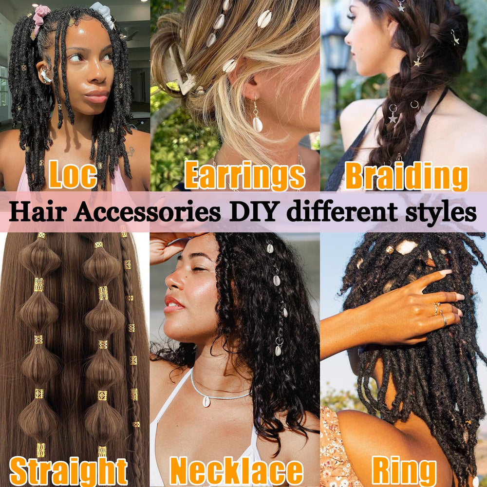 Coriario braided hairstyle with mixed gold and silver charms creating a polished, wearable look