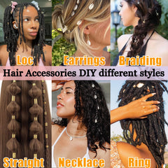 Coriario braided hairstyle with mixed gold and silver charms creating a polished, wearable look